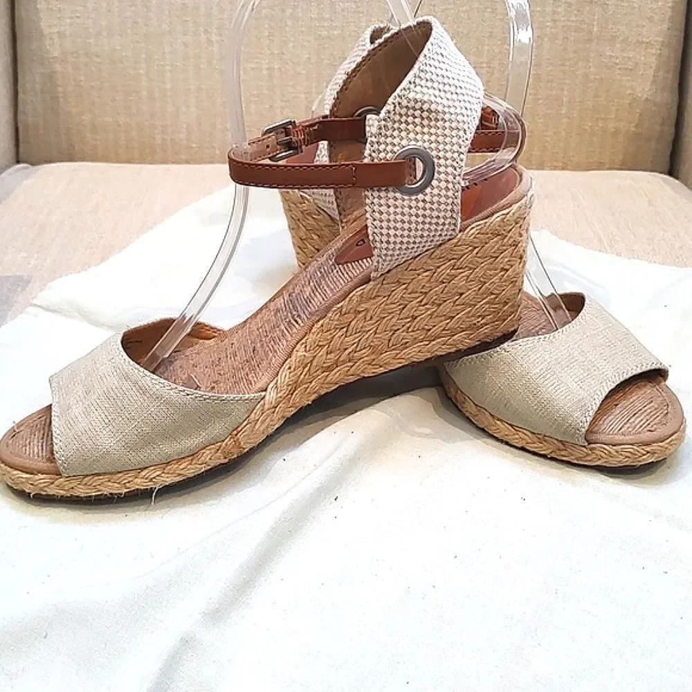 Lucky Brand Kyndra Open Toe Jute Espadrille Wedge Sandals Size 9.5M